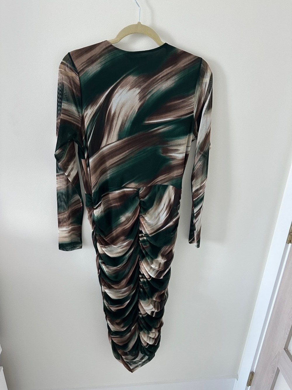 Fashion Nova Teal, Brown & Cream Abstract Wrap Midi Dress 1X - Picture 3 of 6